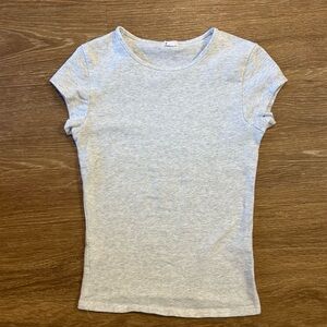 Heather Gray Cotton Sleek Crewneck T-Shirt